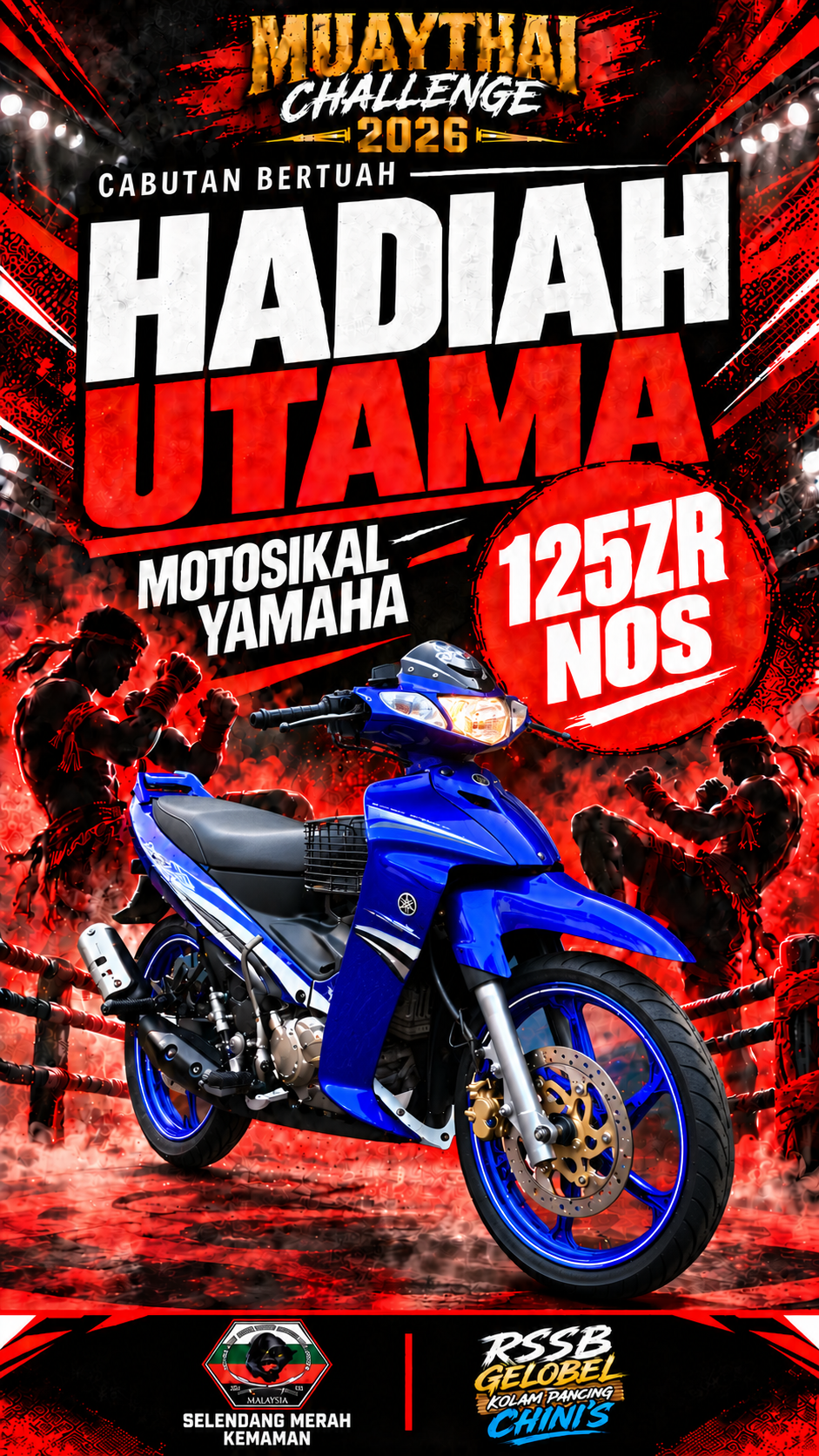 Poster hadiah utama motosikal Yamaha 125ZR NOS